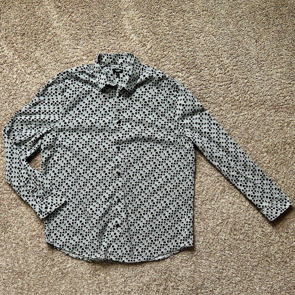 Express I Slim Fit Button Down Shirt I Size XL I Black White‎ Geometric Print